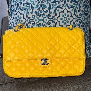 Classic Yellow Quilted Shoulder Bag